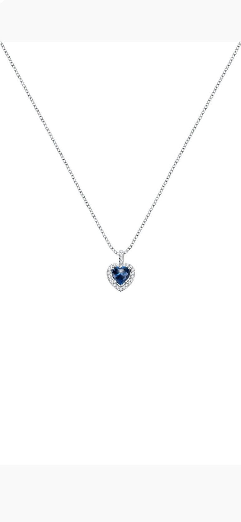 Collana in argento925 con zaffiro blu a forma di cuore