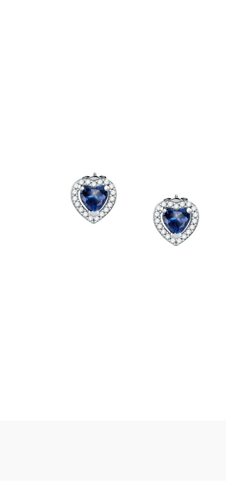 Orecchini zaffiro blu forma di cuore in argento925