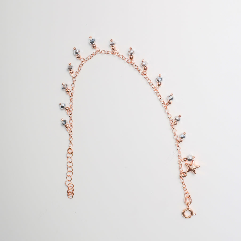 Bracciale in argento color oro rosa con pendenti