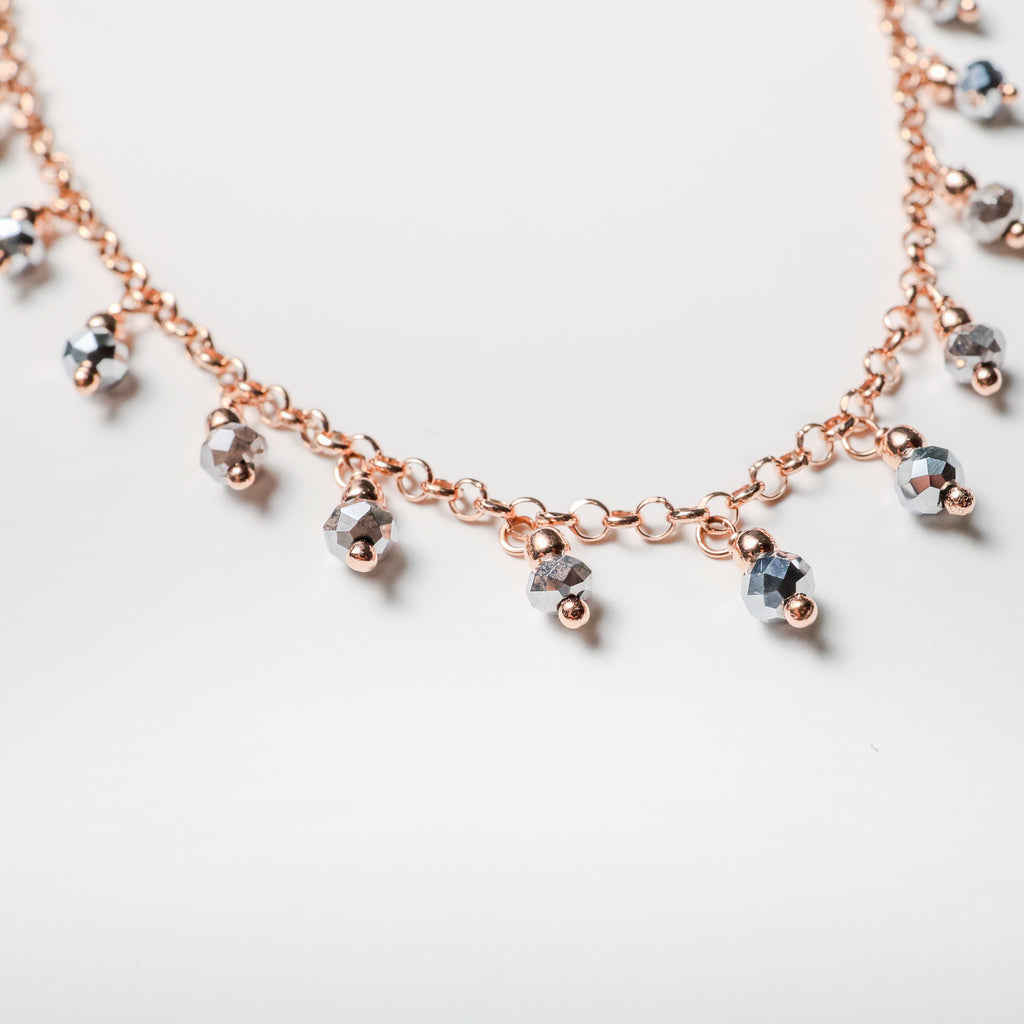 Bracciale in argento color oro rosa con pendenti