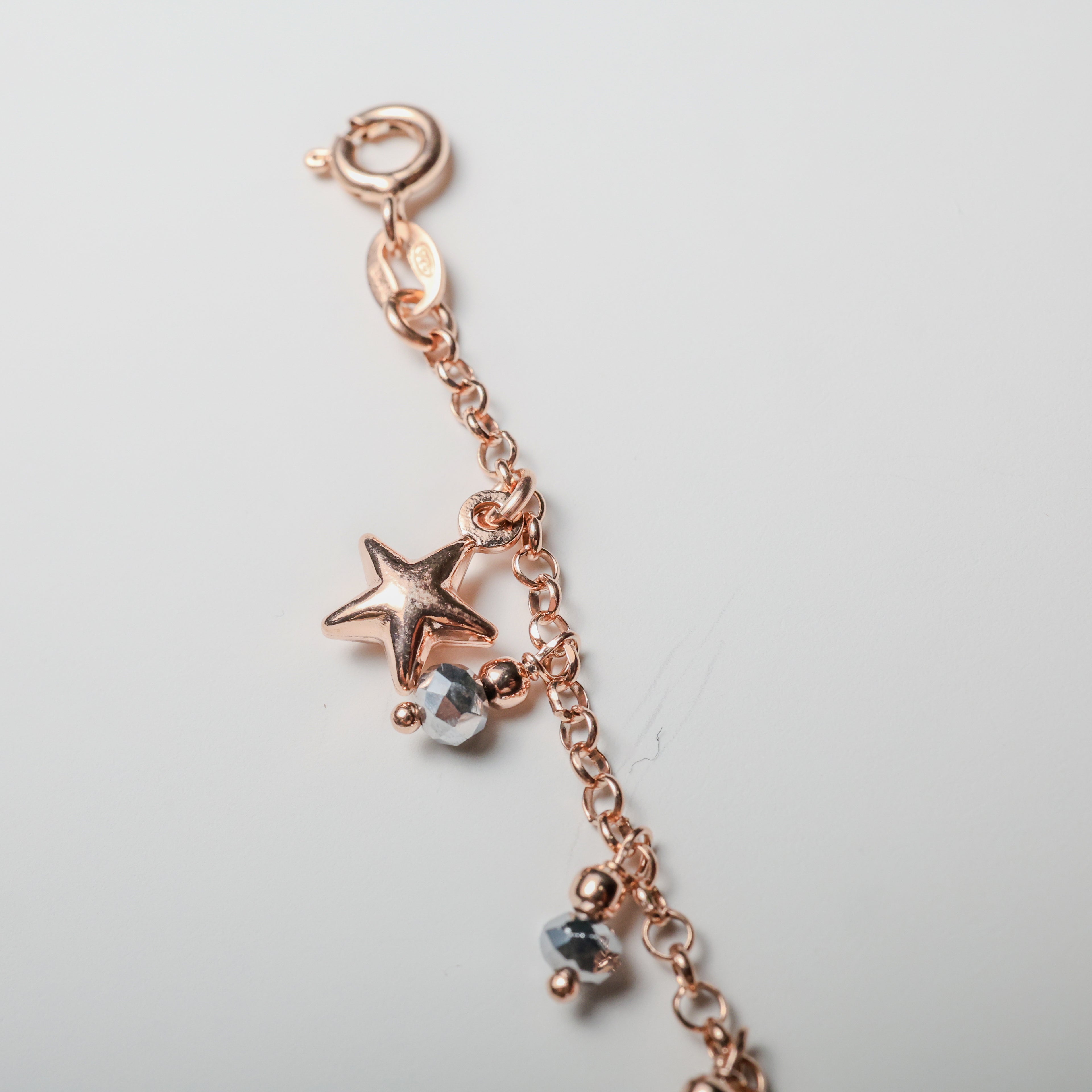 Bracciale in argento color oro rosa con pendenti