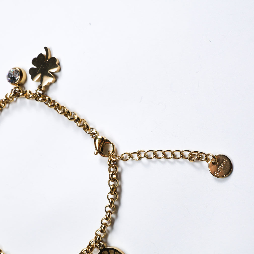 Bracciale in acciaio gold porta fortuna