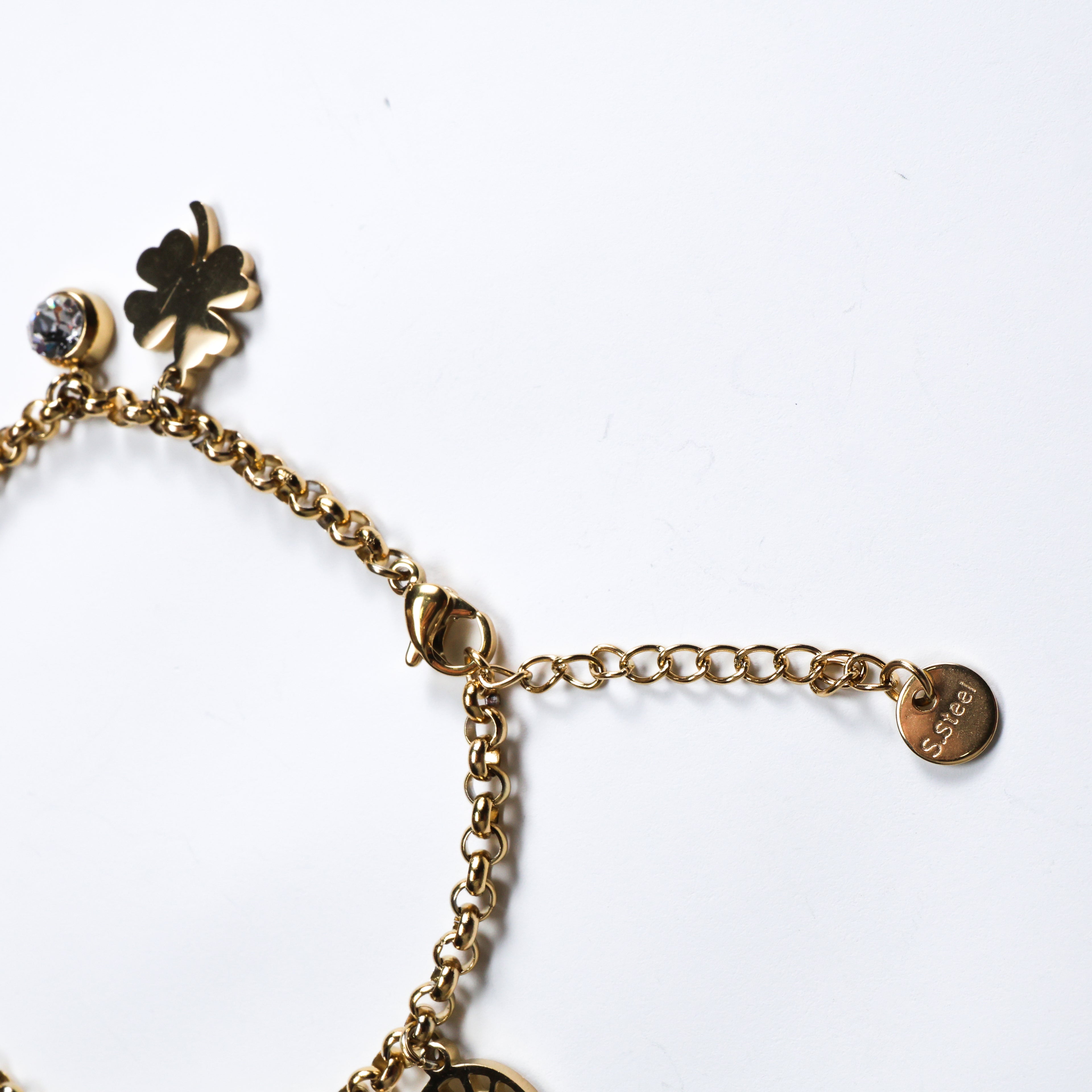 Bracciale in acciaio gold porta fortuna