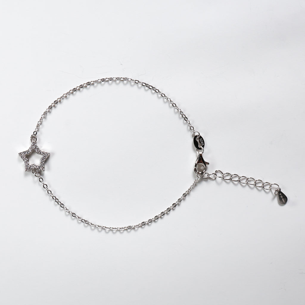 Bracciale argento catena con stella  e zirconi