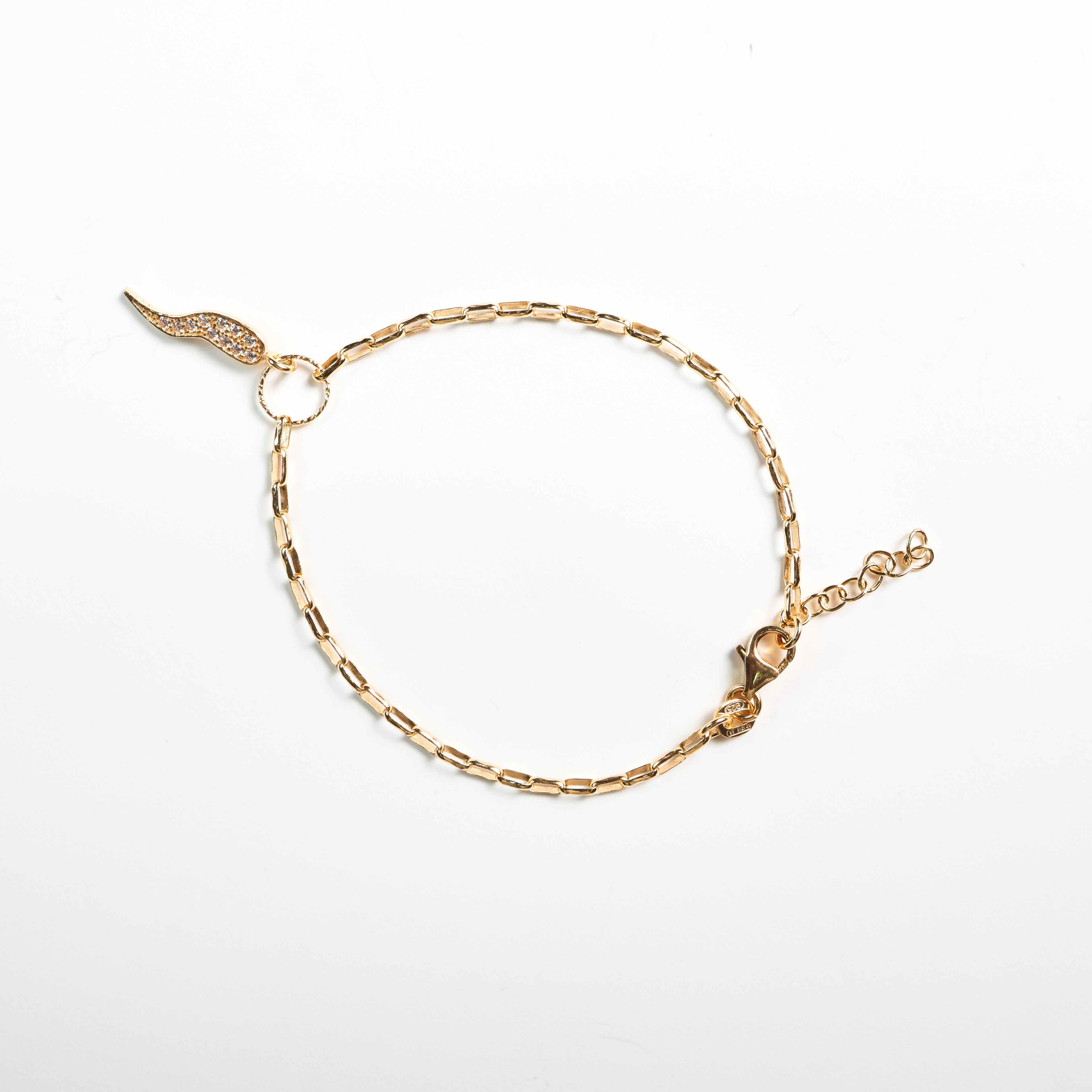 Bracciale in argento catena con corno zirconato