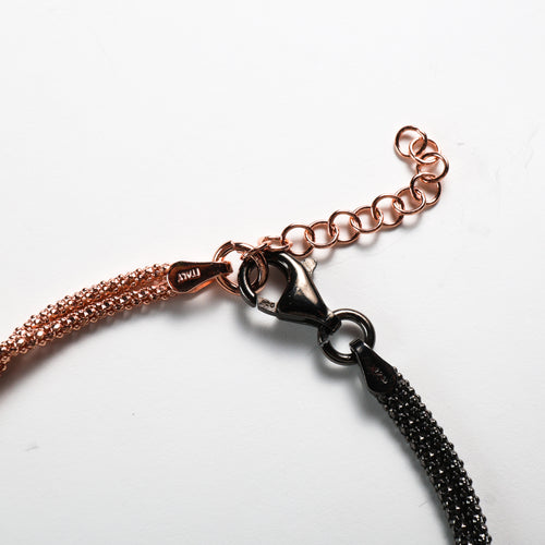 Bracciale argento nodo bicolor oro rosa e nero