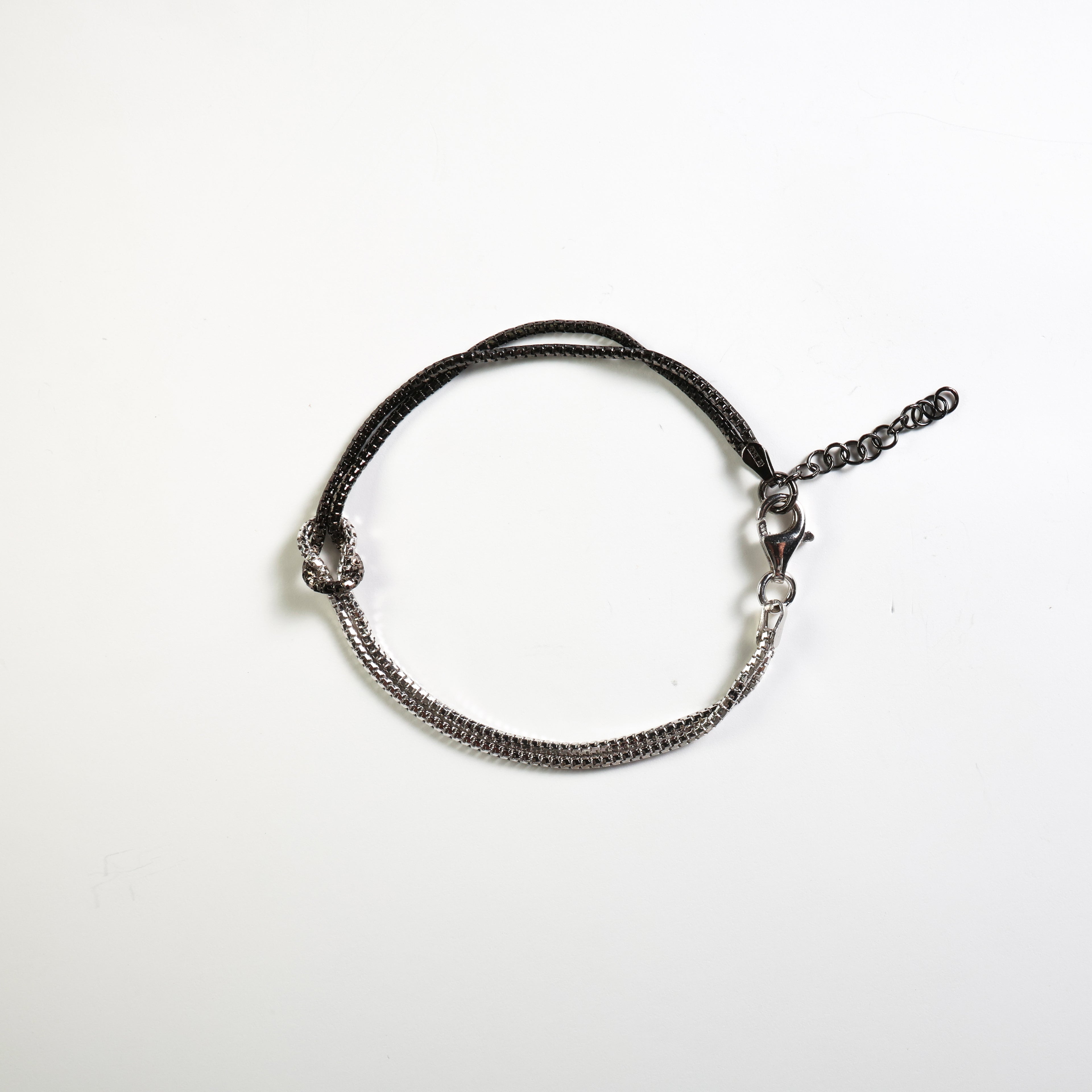 Bracciale argento nodo bicolor  silver black