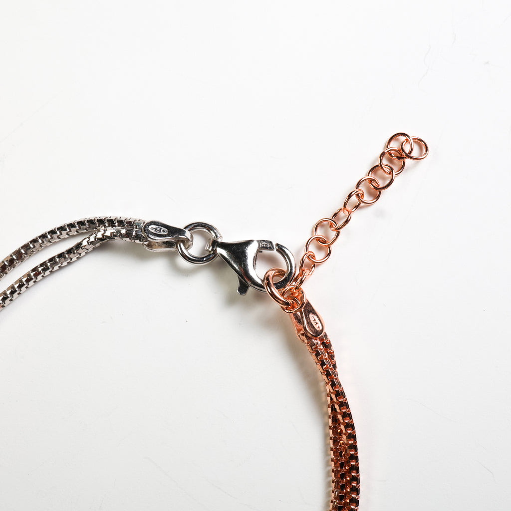 Bracciale argento nodo bicolor oro rosa e silver