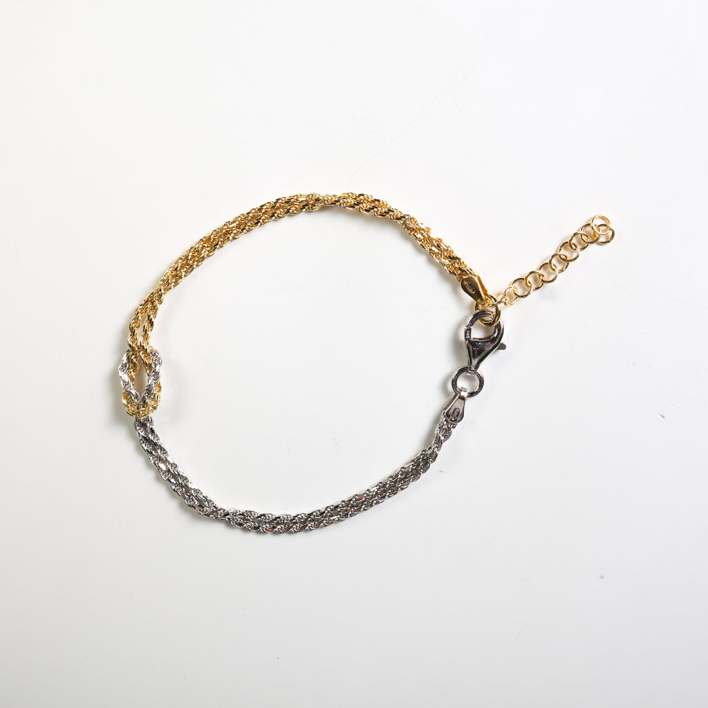 Bracciale argento nodo bicolor silver gold