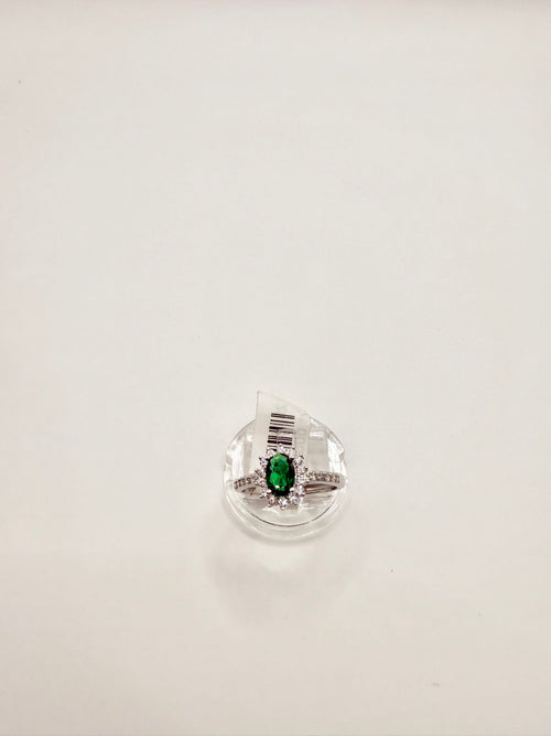 Anello smeraldo verde e zirconi anche su montatura