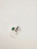 Anello smeraldo verde e zirconi anche su montatura