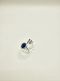Anello con zaffiro blu e zirconi in argento 925