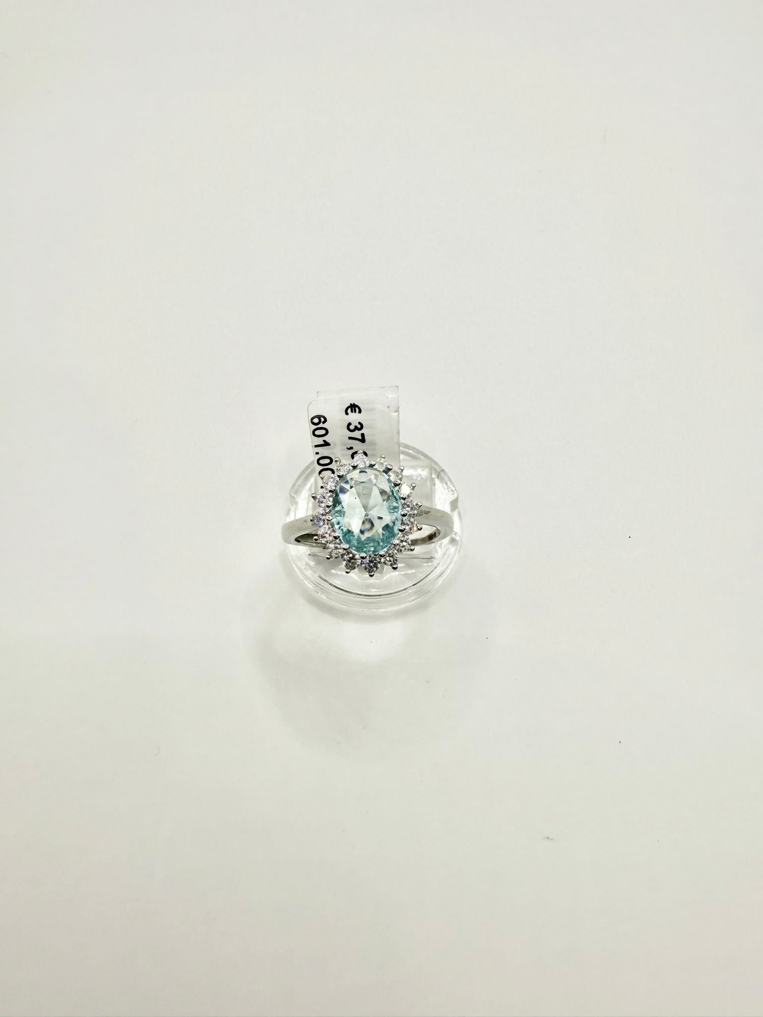 Anello acquamarina e zirconi in argento 925