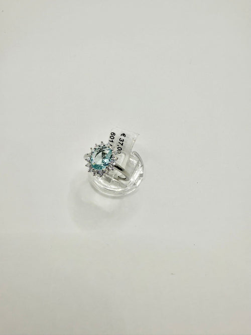 Anello acquamarina e zirconi in argento 925