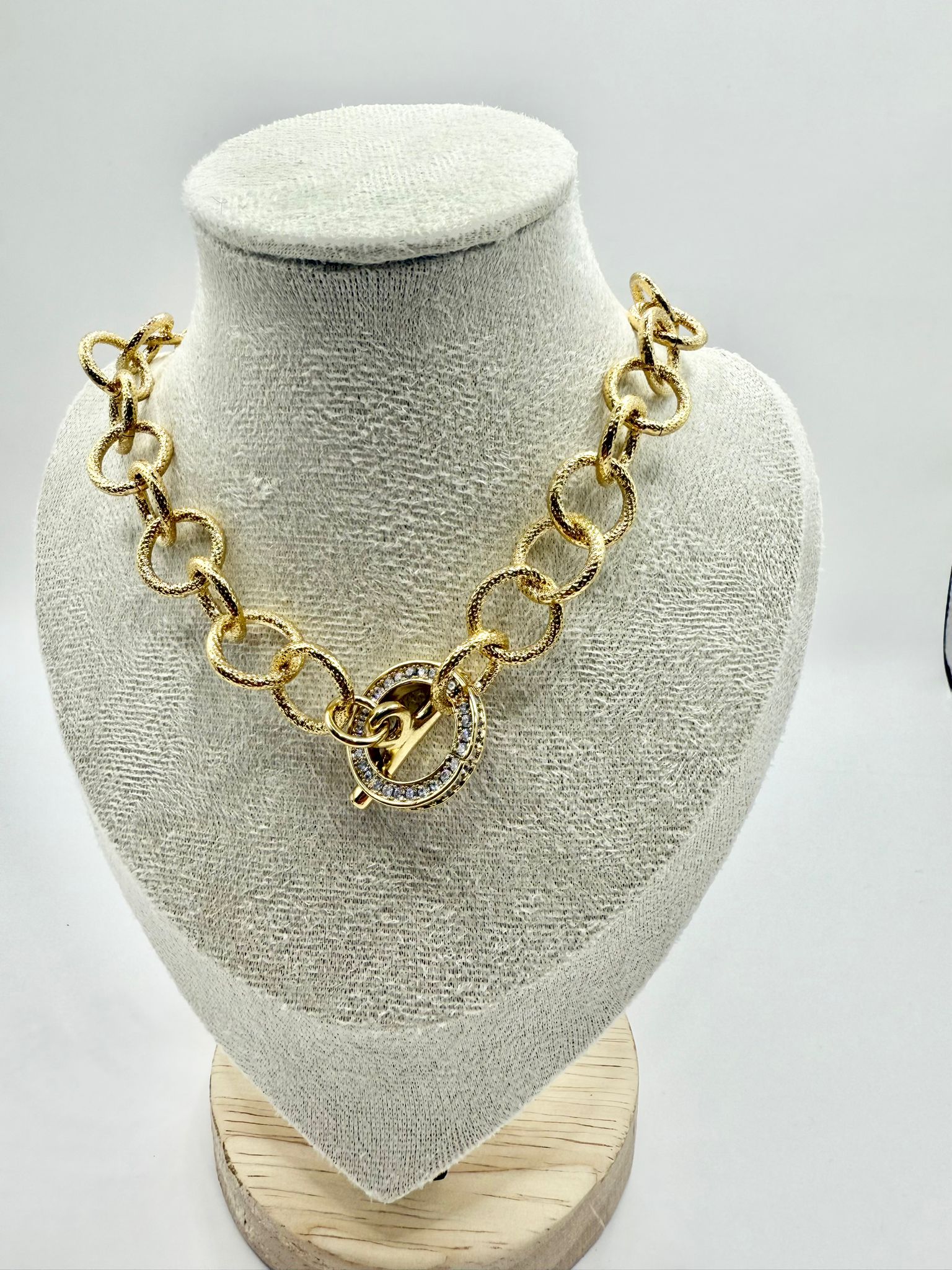 Collana cerchi oro e zirconi in argento 925