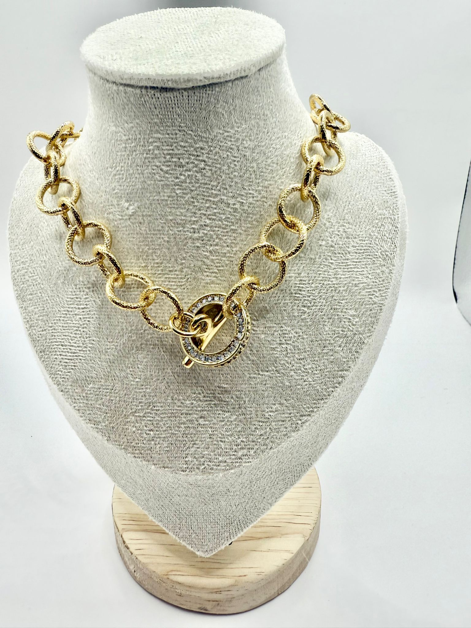 Collana cerchi oro e zirconi in argento 925