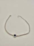 Bracciale tennis cuore zaffiro blu in argento 925