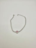 Bracciale tennis cuore quarzo rosa in argento 925
