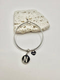 Bracciale in acciaio con pendente lettera: N