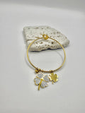 Bracciale con pendente quadrifoglio oro con zirconi