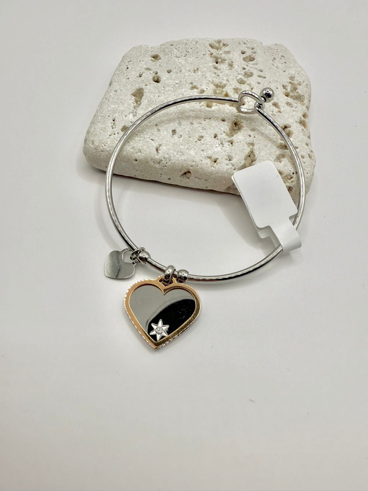 Bracciale con pendente cuore multicolor più brillantino